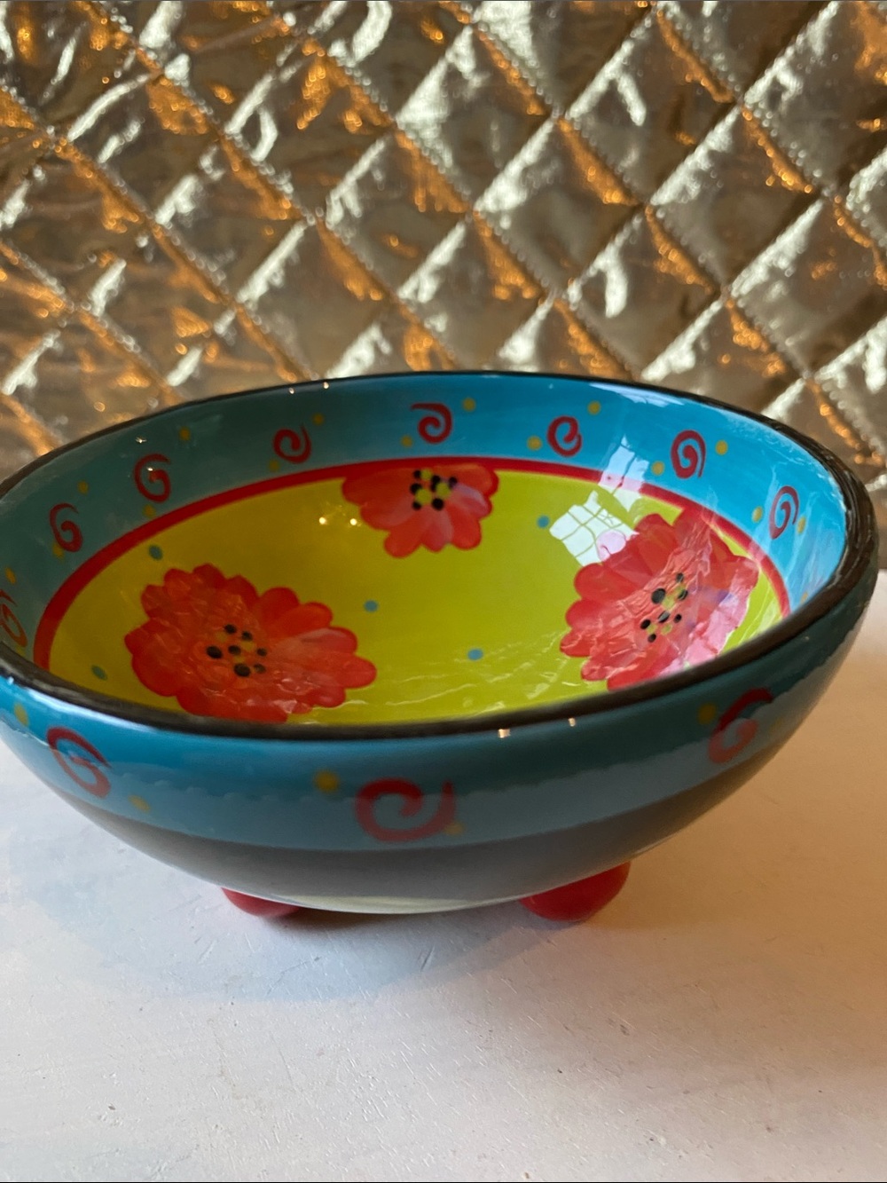 The Tea Party Hand-Painted Footed Ceramic Bowl by Joyce Shaffer